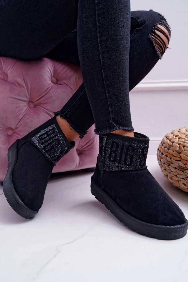 New Damskie Botki Śniegowce Ocieplane Czarne Big Star EE274260 Damskie Śniegowce Damskie