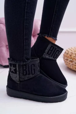 New Damskie Botki Śniegowce Ocieplane Czarne Big Star EE274260 Damskie Śniegowce Damskie
