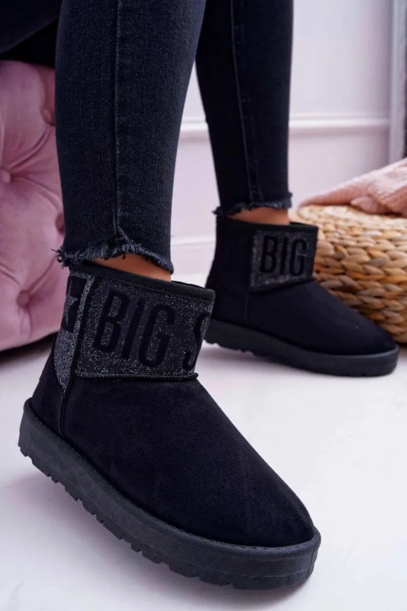 New Damskie Botki Śniegowce Ocieplane Czarne Big Star EE274260 Damskie Śniegowce Damskie