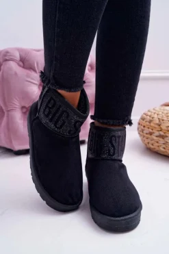 New Damskie Botki Śniegowce Ocieplane Czarne Big Star EE274260 Damskie Śniegowce Damskie