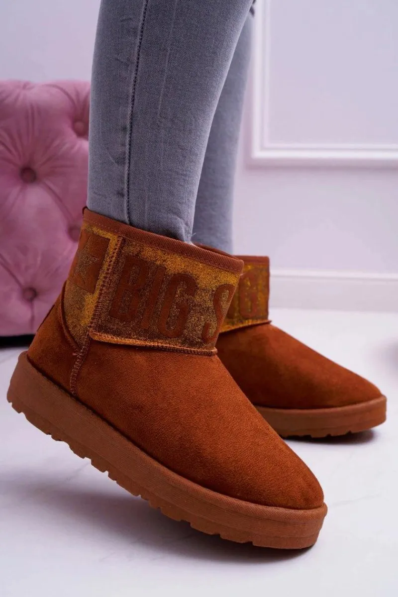 Śniegowce Damskie>Big Star Shoes Damskie Botki Śniegowce Ocieplane Brązowe Big Star EE274259