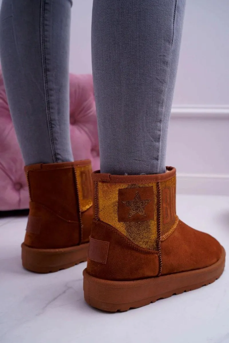 Śniegowce Damskie>Big Star Shoes Damskie Botki Śniegowce Ocieplane Brązowe Big Star EE274259