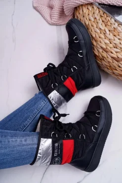 Discount Big Star Shoes Damskie Botki Śniegowce Ocieplane Futerkiem Big Star Czarne EE274656