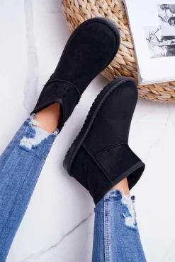 Sale Damskie Botki Śniegowce Ocieplane Czarne Borneo Damskie Śniegowce Damskie