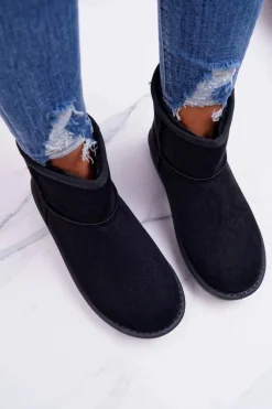 Sale Damskie Botki Śniegowce Ocieplane Czarne Borneo Damskie Śniegowce Damskie