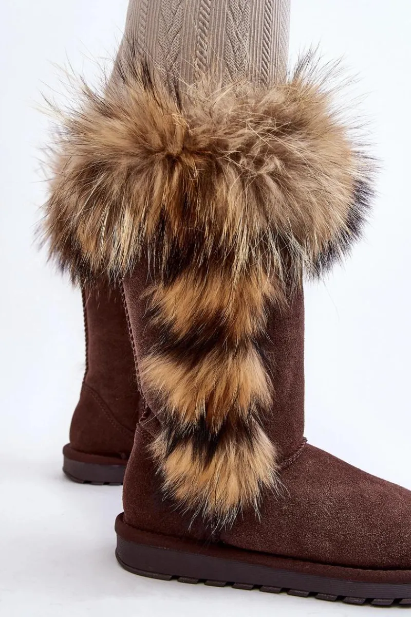 Best Damskie Botki Śniegowce Ocieplane Zamszowe Brązowe Balvin Damskie Śniegowce Damskie