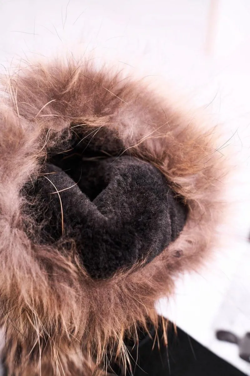 Śniegowce Damskie>Boto Damskie Botki Śniegowce Ocieplane Futerkiem Skóra Zamsz Czarne Balvin Czarny