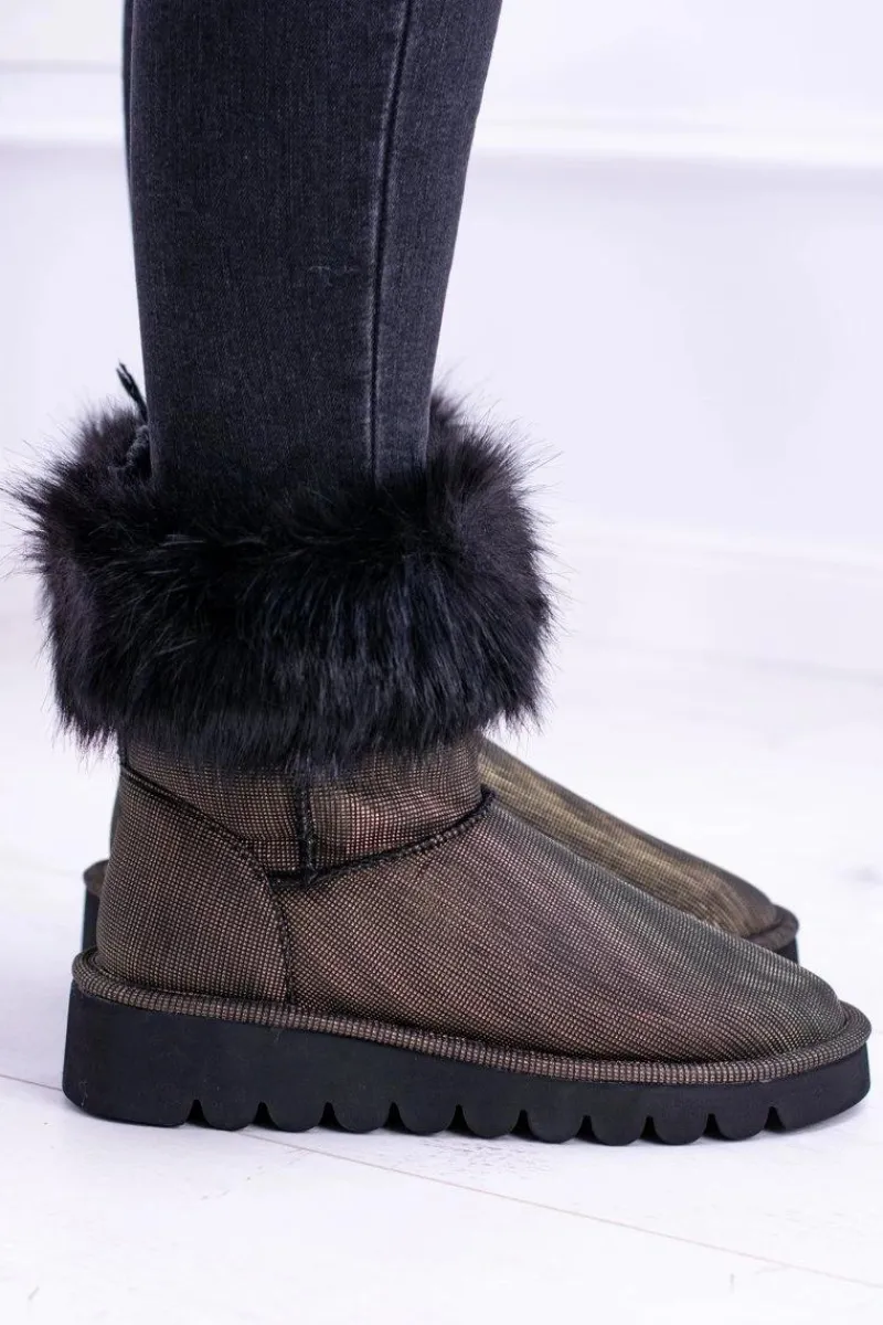 Śniegowce Damskie>Boto Damskie Botki Śniegowce Wysokie Z Futerkiem Fourrure