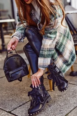 Clearance Boto Damskie Botki Nity Kolce Czarne Magnes