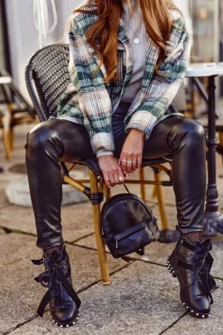 Clearance Boto Damskie Botki Nity Kolce Czarne Magnes