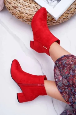 Best Boto Damskie Botki Ocieplane Czerwone Fiorelli