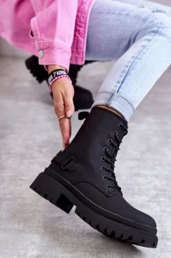 Online Damskie Botki Ocieplane Na Suwak Czarne Fabiola Damskie Botki Sznurowane|Czarne Botki