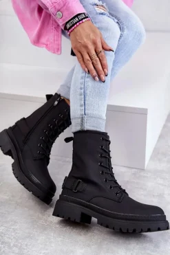 Online Damskie Botki Ocieplane Na Suwak Czarne Fabiola Damskie Botki Sznurowane|Czarne Botki