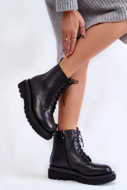 Online Boto Damskie Botki Ocieplane Na Suwak Czarne Leroy