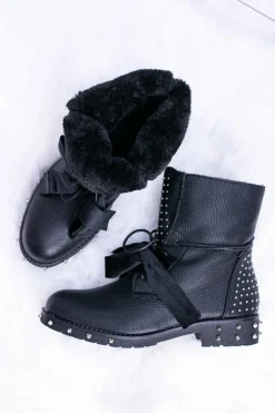 New Boto Damskie Botki Ocieplane Z Kolcami i Dżetami Neso