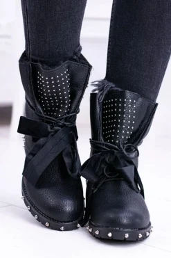 New Boto Damskie Botki Ocieplane Z Kolcami i Dżetami Neso