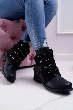 Botki Płaskie|Czarne Botki><noscript><img width=