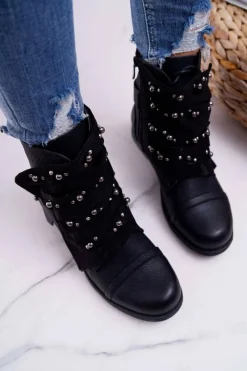 Botki Płaskie|Czarne Botki><noscript><img width=