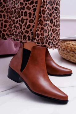 Botki Zimowe Damskie|Brązowe I Beżowe Botki>Boto Damskie Botki Płaskie Camel Murino