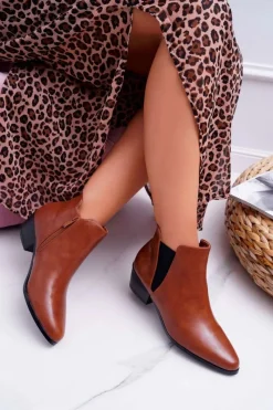 Botki Zimowe Damskie|Brązowe I Beżowe Botki>Boto Damskie Botki Płaskie Camel Murino