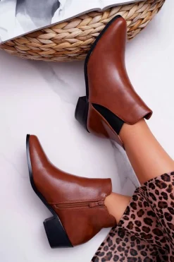 Botki Zimowe Damskie|Brązowe I Beżowe Botki><noscript><img width=