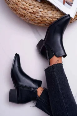 Hot Boto Damskie Botki Płaskie Czarne Murino