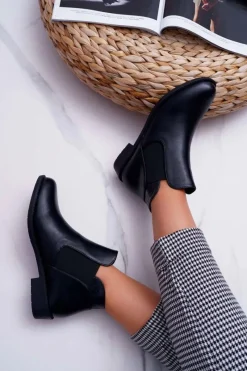 Botki Płaskie|Czarne Botki><noscript><img width=