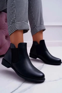 Botki Płaskie|Czarne Botki><noscript><img width=