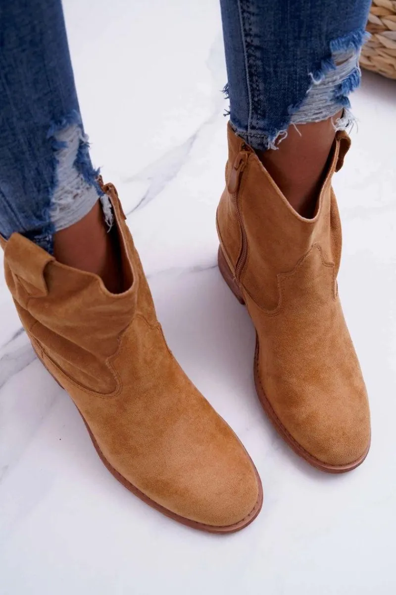 Botki Na Koturnie|Botki Zimowe Damskie>Boto Damskie Botki Saszki Na Koturnie Camel Ellen