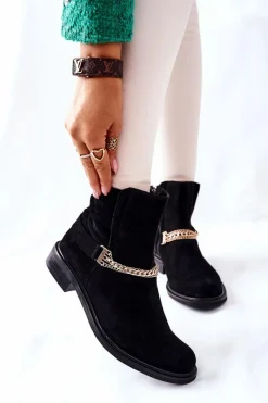 Online Boto Damskie Botki Skórzane Nicole Czarne Dome