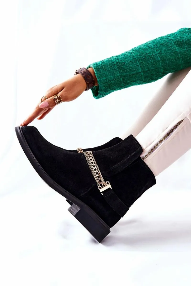 Online Boto Damskie Botki Skórzane Nicole Czarne Dome