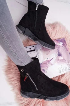 Hot Boto Damskie Botki Sportowe Ocieplane Czarny SJ1938 Nefera