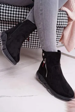 Hot Boto Damskie Botki Sportowe Ocieplane Czarny SJ1938 Nefera