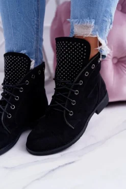 Best Damskie Botki Sznurowane Workery Zamek Sparks Damskie Botki Sznurowane|Botki Workery