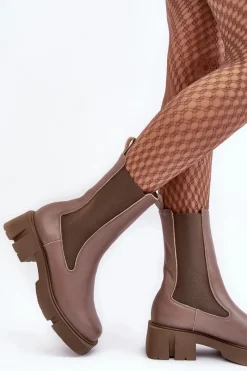 Botki Ocieplane|Botki Skórzane>Laura Messi Damskie Botki Sztyblety 2693/230 Brązowe Brązowy