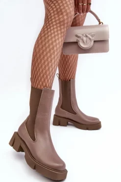 Botki Ocieplane|Botki Skórzane></noscript>Laura Messi Damskie Botki Sztyblety 2693/230 Brązowe Brązowy