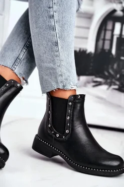Damskie Botki Sztyblety Czarne Visible Damskie Czarne Botki|Botki Zimowe Damskie