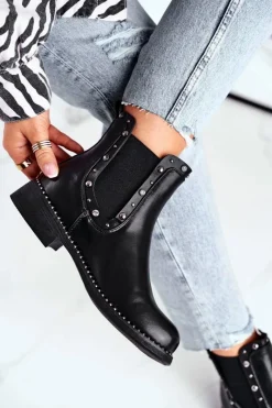 Damskie Botki Sztyblety Czarne Visible Damskie Czarne Botki|Botki Zimowe Damskie