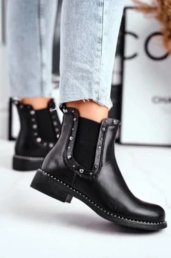 Damskie Botki Sztyblety Czarne Visible Damskie Czarne Botki|Botki Zimowe Damskie