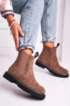 Boto Damskie Botki Sztyblety Khaki Resist
