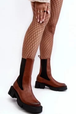 Best Laura Messi Damskie Botki Sztyblety 2693/229 Brązowe Brązowy