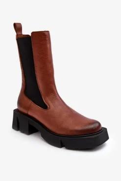 Best Laura Messi Damskie Botki Sztyblety 2693/229 Brązowe Brązowy