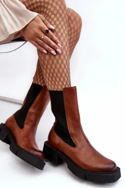 Best Laura Messi Damskie Botki Sztyblety 2693/229 Brązowe Brązowy