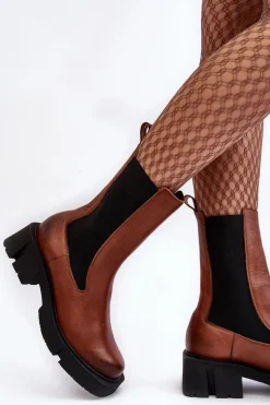 Best Laura Messi Damskie Botki Sztyblety 2693/229 Brązowe Brązowy