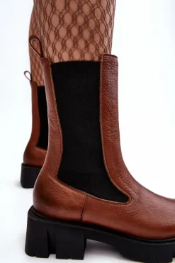 Best Laura Messi Damskie Botki Sztyblety 2693/229 Brązowe Brązowy