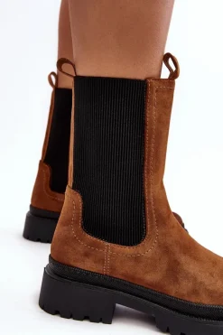 Clearance Evento Damskie Botki Sztyblety Na Suwak Camel Samil Brązowy