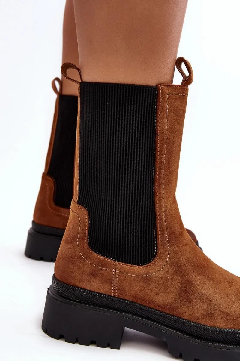 Clearance Evento Damskie Botki Sztyblety Na Suwak Camel Samil Brązowy