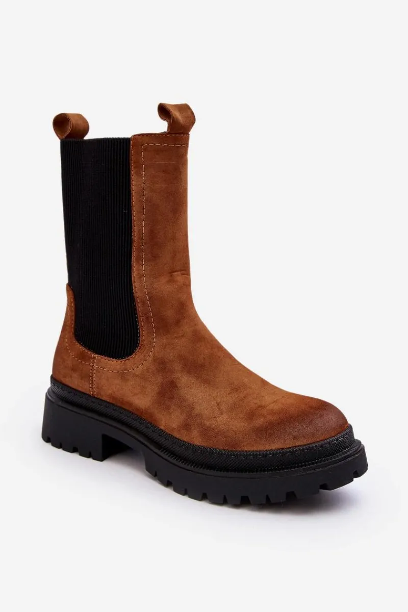 Clearance Evento Damskie Botki Sztyblety Na Suwak Camel Samil Brązowy