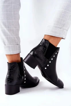 Best Boto Damskie Botki Sztyblety Na Obcasie Czarne Barretos