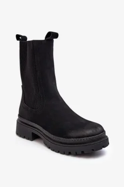 Best Evento Damskie Botki Sztyblety Na Suwak Czarne Samil